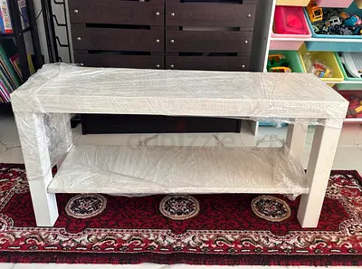 IKEA White Wooden Console Table with Bottom Shelf - EXCELLENT CONDITION