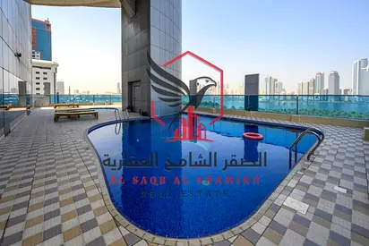 تكييف وباركن مجانا 3 غرف وصالة مع غرفة خادمة وجيم ومسبح وكيدز إيريا داخل تاور عائلي بالمجاز 1 مقابل مسجد النور قرب كورنيش المجاز