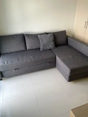 Grey L-shaped Sofa with Storage - Very Good Condition
