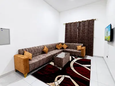 1BHK Fully Furnished | Monthly rent | Ajman - Al Rashidiya 2 | Includes bills and internet ✅ The apartment is fully furnished with elegant furniture.