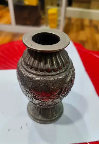 Small Vintage Ornate Metal Vase 10cm height