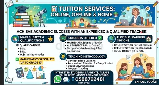 📚 Enroll Now! Teaching: ➕ Basic Mathematics 📖 English 🗣️ Arabic
