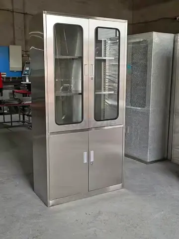 Stainless Steel Medical/Storage Cabinet with Glass Upper Doors