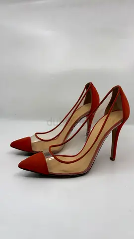 Alessandro Di Padova Red/Transparent PVC and Suede Pumps Size 37.5