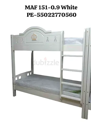 White Wooden Bunk Bed for Kids with Ladder - Good Condition