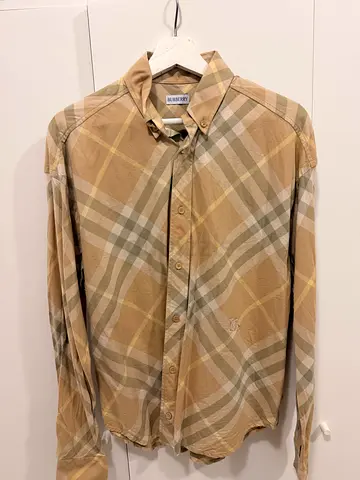 Authentic Burberry Men's Long Sleeve Plaid Shirt