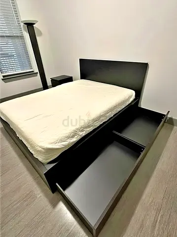IKEA Queen-size Black Malm bed frame including IKEA Queen-size Mattress