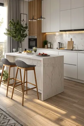 Modern design white kitchen island