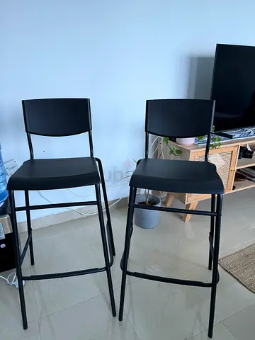 Set of 2 Black Folding Bar Stools - Compact and Lightweight from IKEA