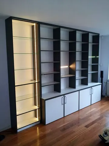 Modern Wall Mounted Bookshelf and Entertainment Center Unit