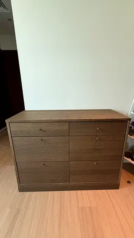2 dressers of 6-drawer wooden dresser / chest of drawers - dark oak finish