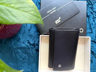 Original Montblanc Black Leather Key Case with Box. Never been used