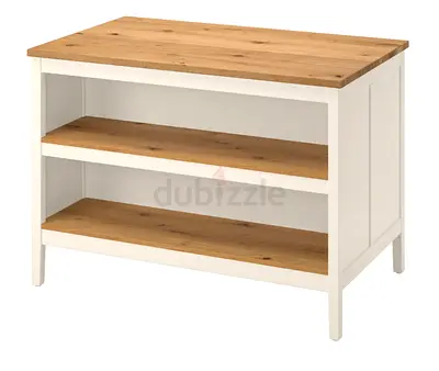 Solid Wood Top Side Table / Console with White Base