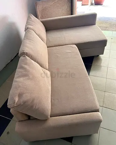 Beige L-Shaped Sectional Sofa