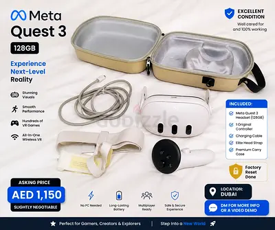 Meta Quest 3 VR Headset 128GB with Controller & Case - Excellent Condition