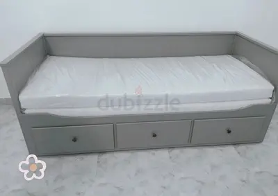 IKEA Hamnes day bed with 3 big storage drawers underneath and with 2 IKEA mattresses