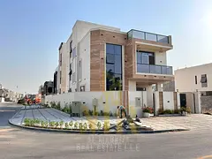 Corner villa in Al Yasmin, Ajman, directly behind the park and opposite the mosque. Two floors and a