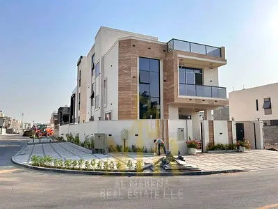 Corner villa in Al Yasmin, Ajman, directly behind the park and opposite the mosque. Two floors and