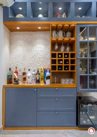 Modern Home Bar Cabinet with Built-in Wine Rack and Storage