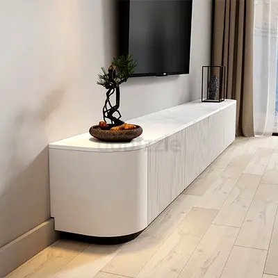 Modern Fluted Wooden TV Console with Rounded Profile – Custom Made Ribbed Media Cabinet for Stylish