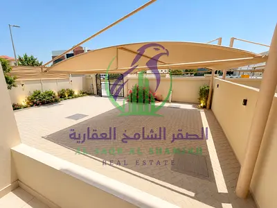 فيلا اربع غرف وصاله للايجار السنوي فى منطقه الفلج بأمارة الشارقه باركنج مغطي مساحه امام الفيلا حديقه واسعه بلكونه اطلالات مفتوحه