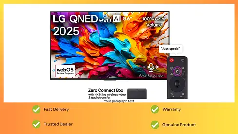 LG Smart TV 86 Inch Brand New QNED 4k 144Hz AI 9 Series Magic remote With Connect Box 86QNED9MA6A