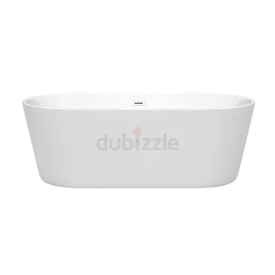 Freestanding Modern White Acrylic Bathtub - Oval Soaking Tub