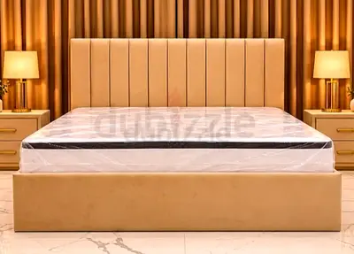 Brend New fabric wooden King size 180x200 Bed with spring Top memory foam matress Available 28 cm th