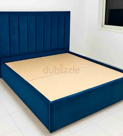 Blue bed frame with tall headboard - Queen/King
