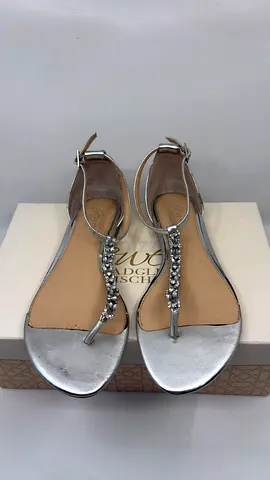 Jewel Badgley Mischka Silver Flat Sandals