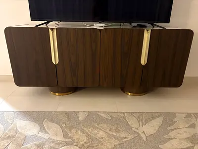 Sideboard / TV cabinet / entertainment unit with brass accents