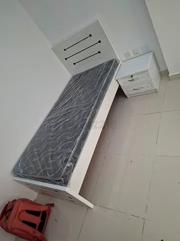 White Single Bed Frame with Mattress