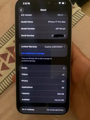 iPhone 17 Pro Max 256GB - silver, Good Condition