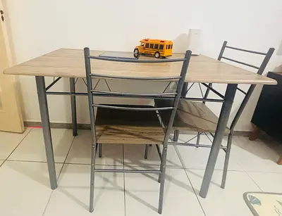 Compact dining table with 4chairs - wood finish