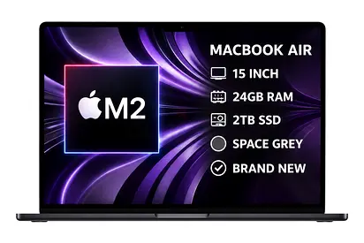 MACBOOK AIR M2 - 24GB RAM 2TB SSD 15” SPACE GREY BRAND NEW