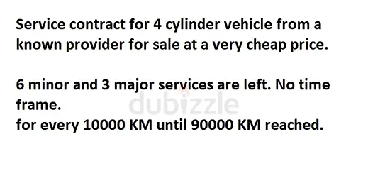 Service contract for 4-cylinder vehicle - 6 minor & 3 major services remaining