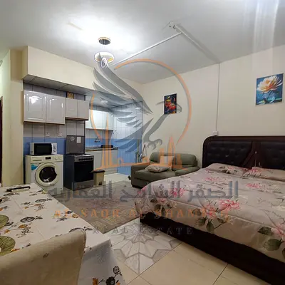 Lowest price furnished studio in Sharjah first tenant with new furniture near Corniche Dubai exit minutes from Zulekha Hospital and Nesto Hypermarket