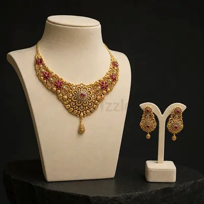 Nayab Heritage 22K Gold Necklace & Earrings Set