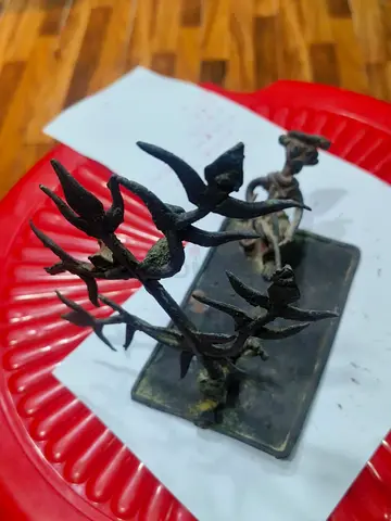 Brass/bronze bird sculpture on rectangular base 15cm height