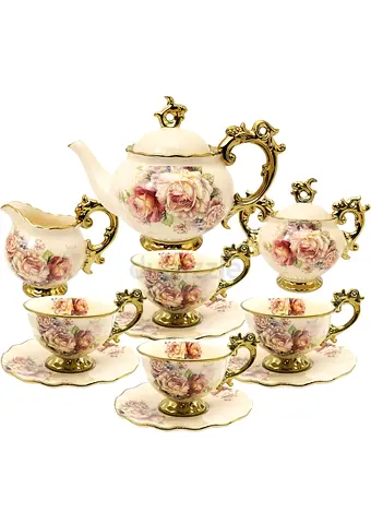 Fanquare 15pc Vintage porcelain Tea Set