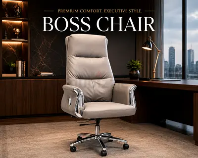 Grey Office Executive Chair – Modern Boss Chair with PU Leather