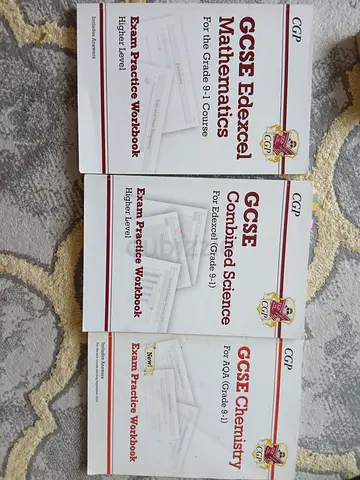 Set of 3 CGP GCSE Exam Practice Workbooks - Maths, Combined Science, Chemistry (Higher)