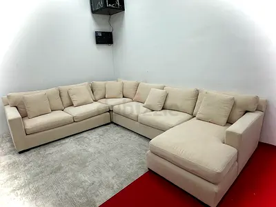 Beige color crate&barrel Ushape sofa