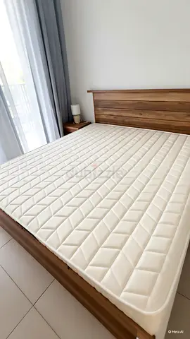 Wooden Queen Bed Frame with Mattress - Good Condition