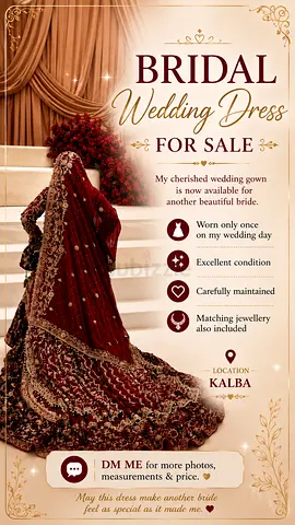 Maroon bridal lehenga with heavy embroidery - used for one main wedding event by the bride herself .
