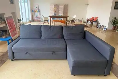 Grey L-shaped Sofa Bed — Good Condition, Spacious Corner Couch