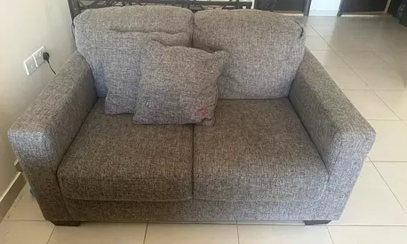 3 pcs Grey 2-Seater Fabric Sofa in Good Condition