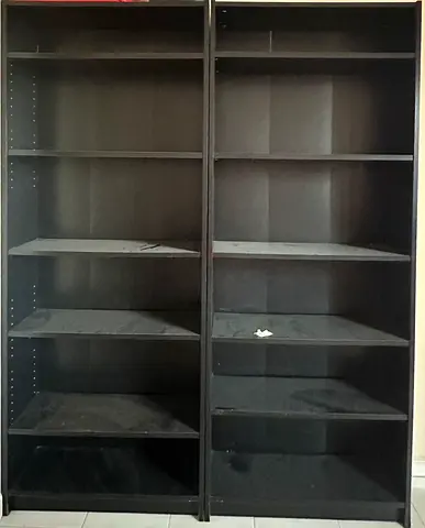IKEA Pair of Tall Black Bookcases/Shelves