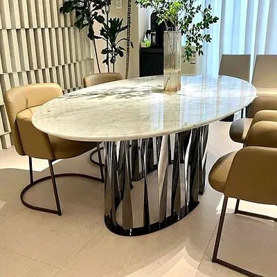 CASSINA 475 Boboli Dining Table Oval 8 seater Carrara grey marble 240x120 cm