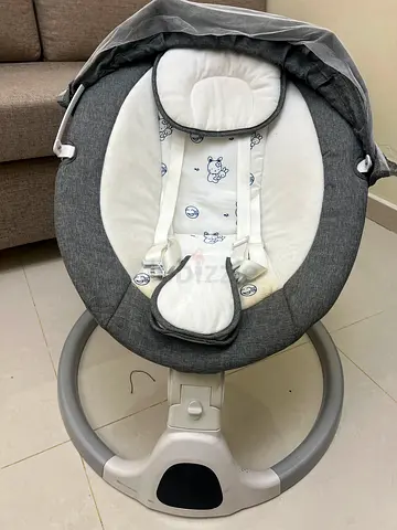 Gently Used Baby Swing/Rocker Seat with Harness - Grey/White